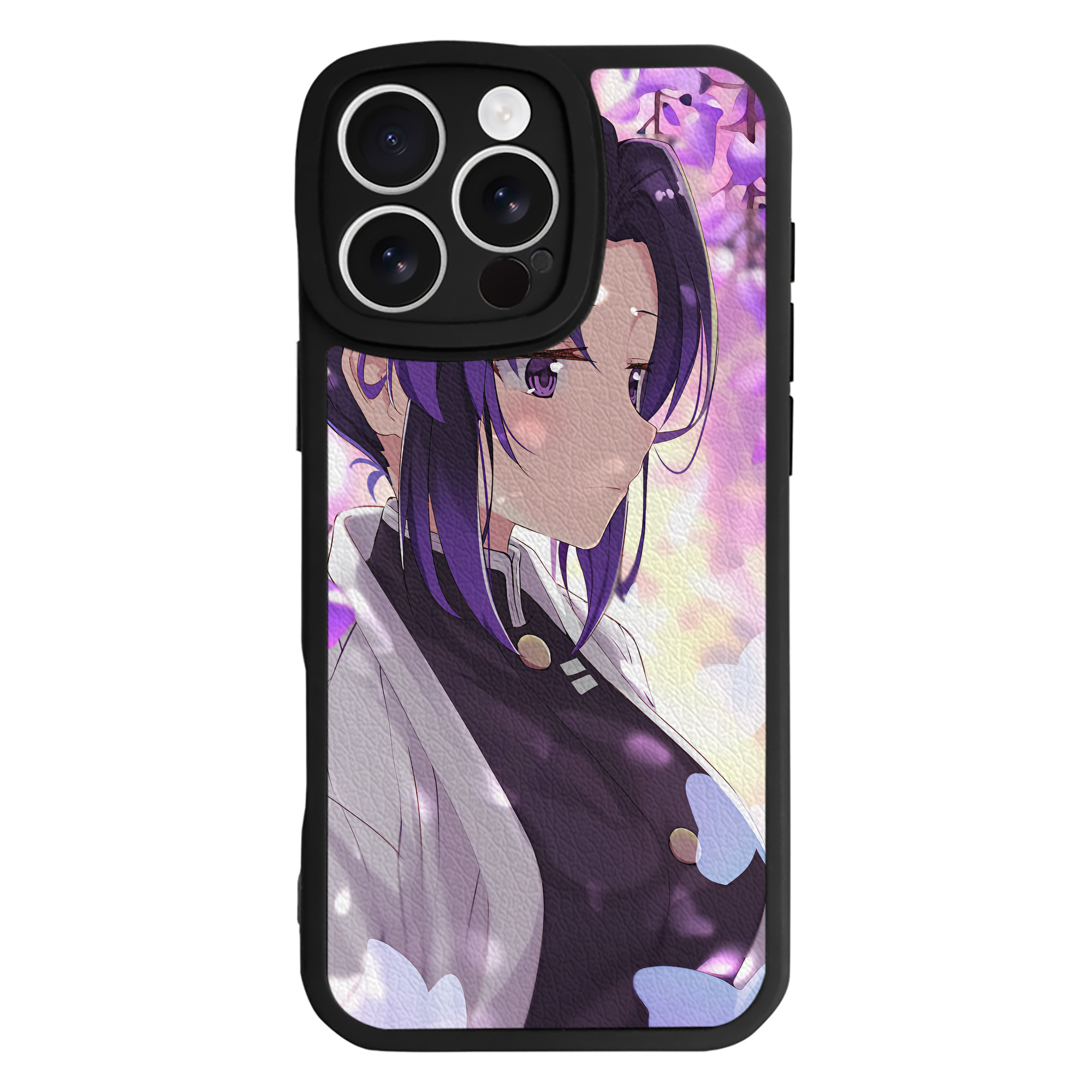 （画像用） 鬼滅の刃（きめつのやいば）蟲柱-胡蝶 しのぶ／こちょう しのぶ Kochou Shinobu 【iPhone 16シリーズ対応】シリコンスマホケース（レザー調） 材質：シリコン